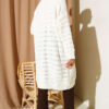 Knit Pattern Detailed Cardigan Ecru - Image 3