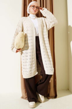 Alternative view of Knit Pattern Detailed Cardigan Stone