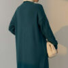 Long Knit Cardigan with Textured Ribbing Petrol - Afbeelding 3