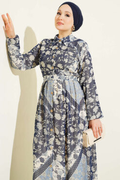 Alternative view of Authentic Printed Chiffon Dress Navy Blue