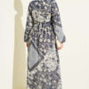 Authentic Printed Chiffon Dress Navy Blue - Image 3