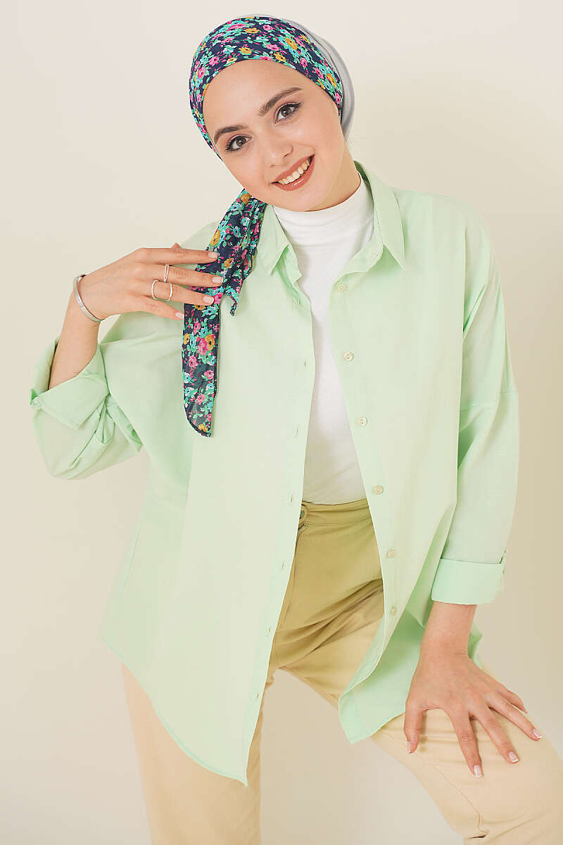 Oversized Shirt Aqua Green – Bild 2