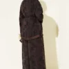 ⁦Fringe Detail Tie Belt Two-Piece Set Brown⁩ - الصورة ⁦3⁩