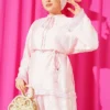 ⁦Fringe Detail Tie Belt Two-Piece Set Pink⁩ - الصورة ⁦2⁩