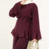 Ruffled Hem Belted Two-Piece Set Plum - Imagen 2