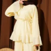 Ruffled Hem Belted Two-Piece Set Yellow - immagine 2