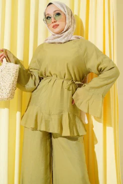 Alternative view of Ruffled Hem Belted Two-Piece Set