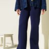 Split Hem Scuba Trousers Navy Blue – Bild 2