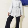 Paisley Patterned Tie Belt Shirt Ice Blue - Afbeelding 2