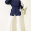 Paisley Patterned Tie Belt Shirt Navy Blue - Afbeelding 2