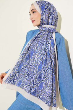 Alternative view of Paisley Print Modal Scarf Saxon Blue