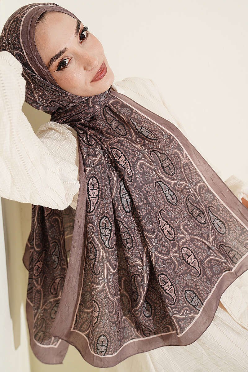 Paisley Print Modal Scarf Brown