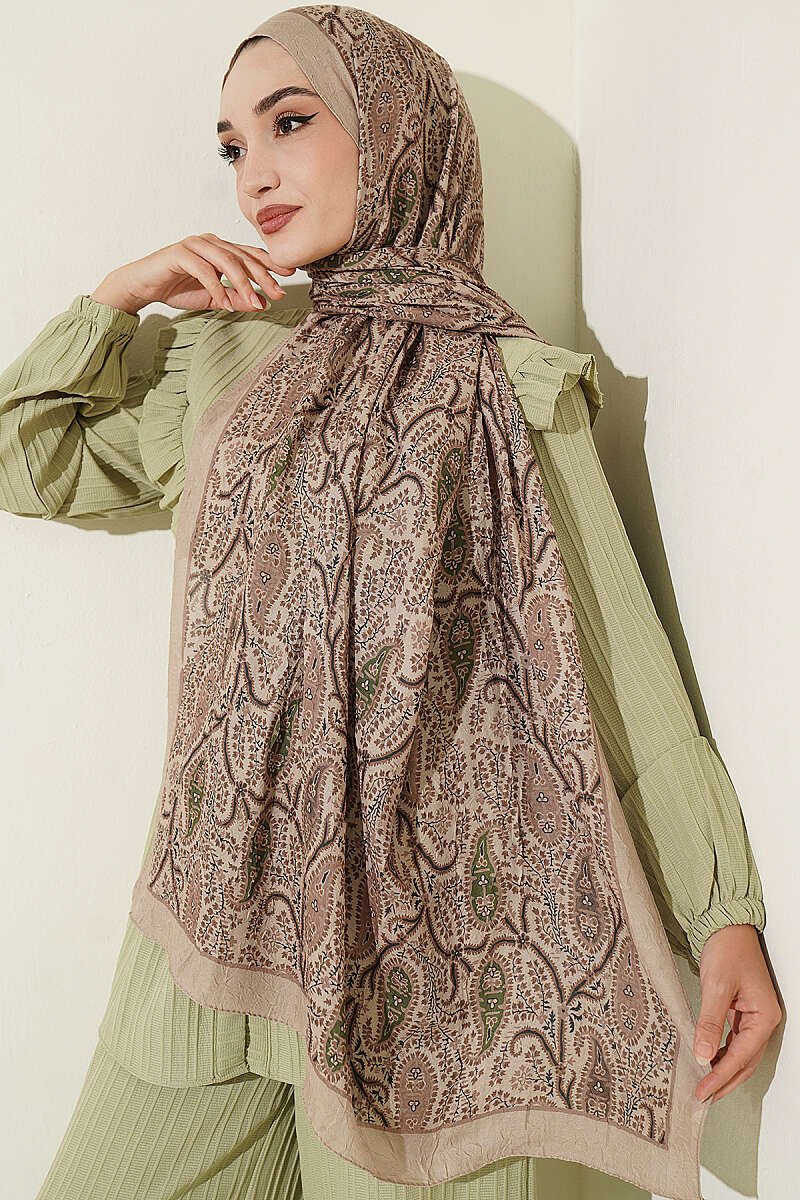Paisley Print Modal Scarf Sand Beige