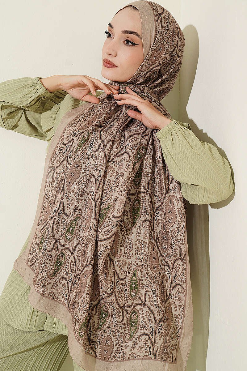 Paisley Print Modal Scarf Sand Beige – Bild 2