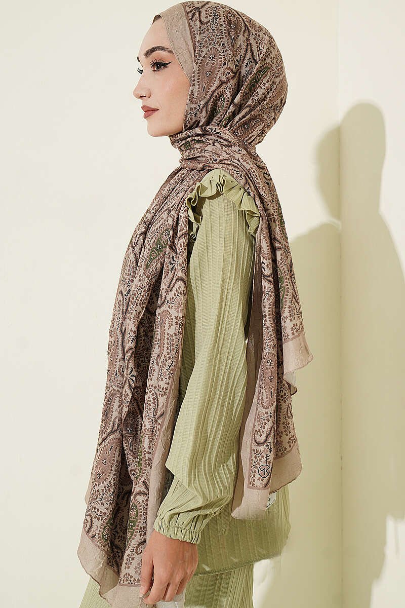 Paisley Print Modal Scarf Sand Beige – Bild 3