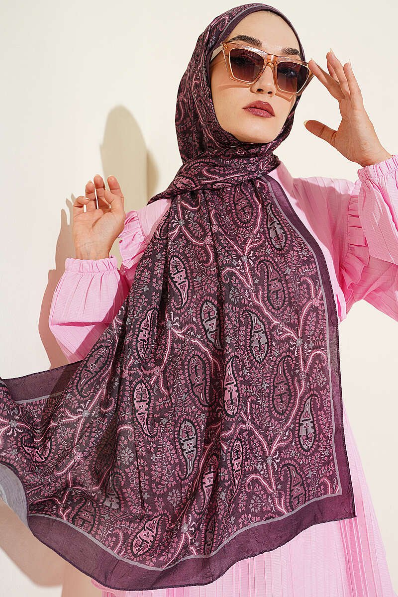 Paisley Print Modal Scarf Plum