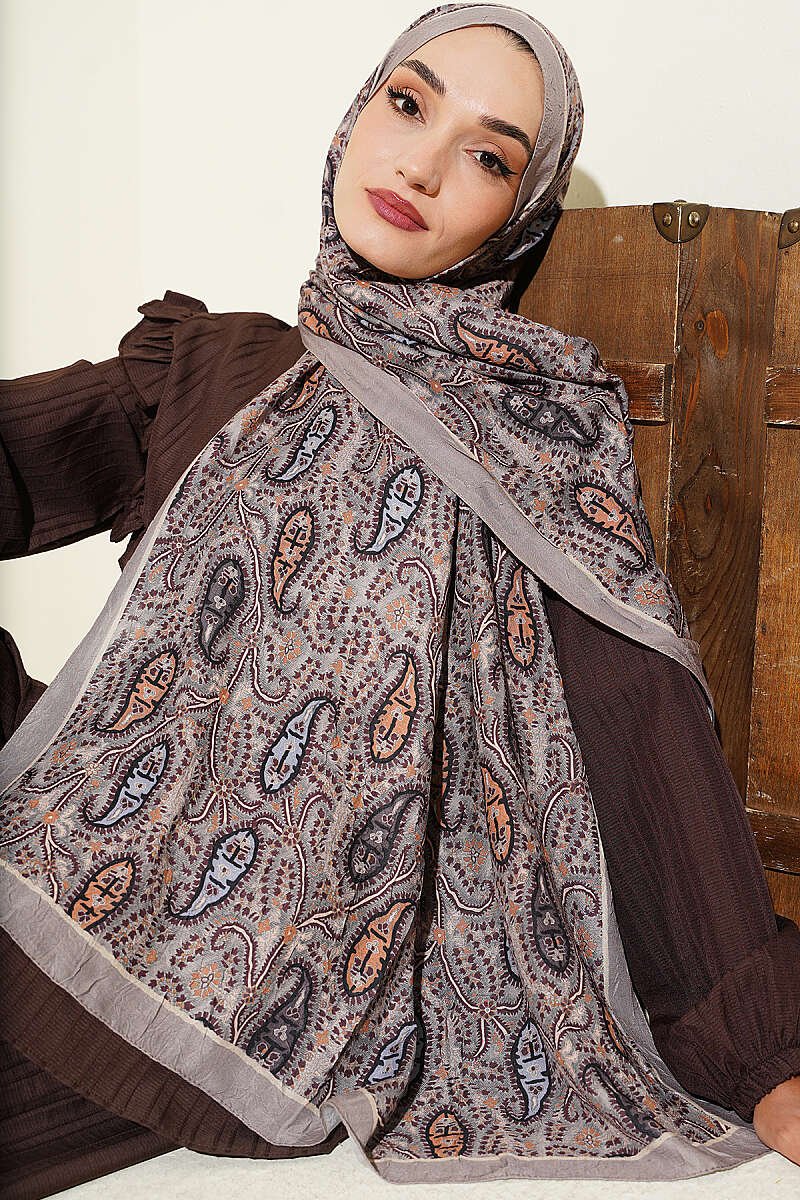 Paisley Print Modal Scarf Mink