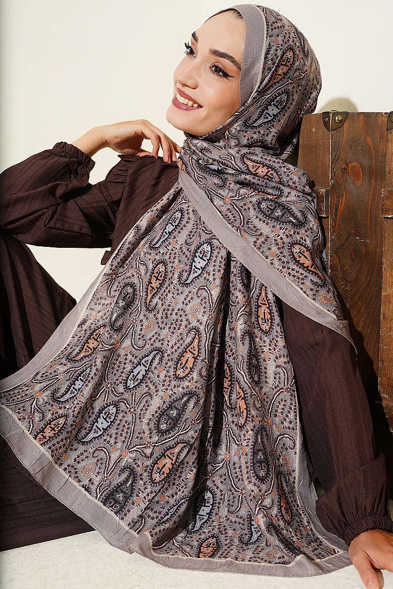 Paisley Print Modal Scarf Mink - الصورة 2