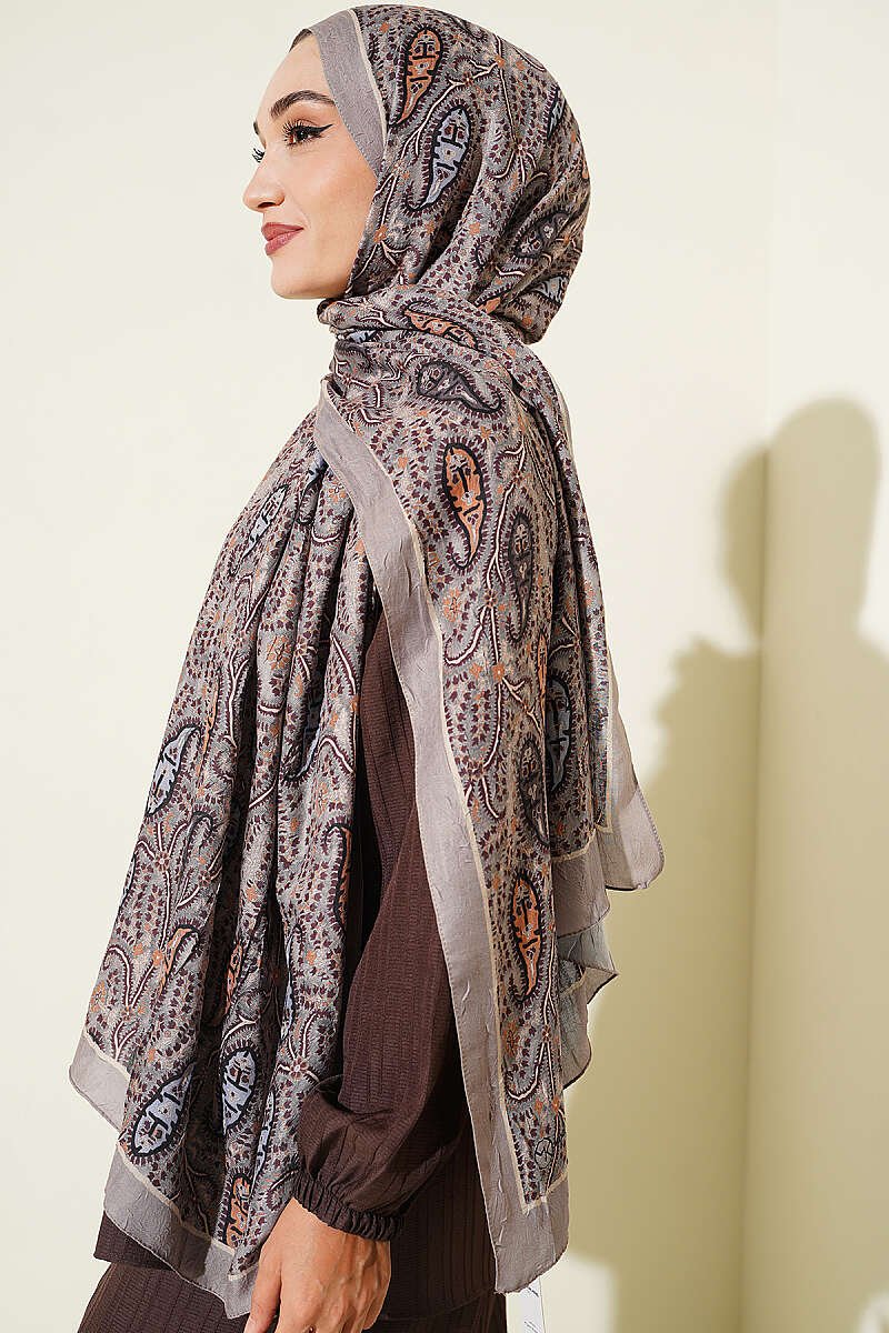 Paisley Print Modal Scarf Mink - الصورة 3