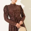 Paisley Sequined Evening Dress Brown - immagine 2