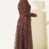 Paisley Sequined Evening Dress Brown - immagine 3
