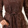 Paisley Sequined Evening Dress Brown - immagine 4