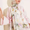 Daisy Flower Pattern Soft Scarf Beige - Imagen 2