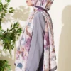 Daisy Flower Pattern Soft Scarf Plum - Imagen 3