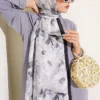 Daisy Flower Pattern Soft Scarf Black