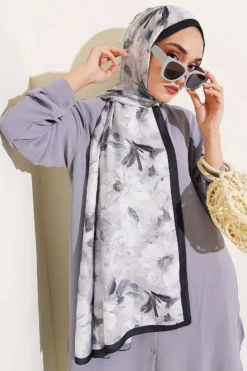 Alternative Ansicht von Daisy Flower Pattern Soft Scarf Black