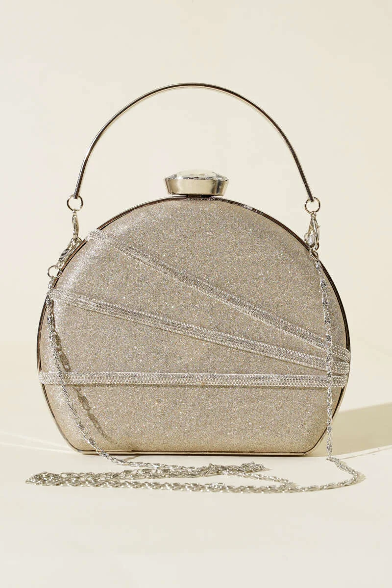 Shiny Embellished Evening Clutch Bag Beige - Afbeelding 2