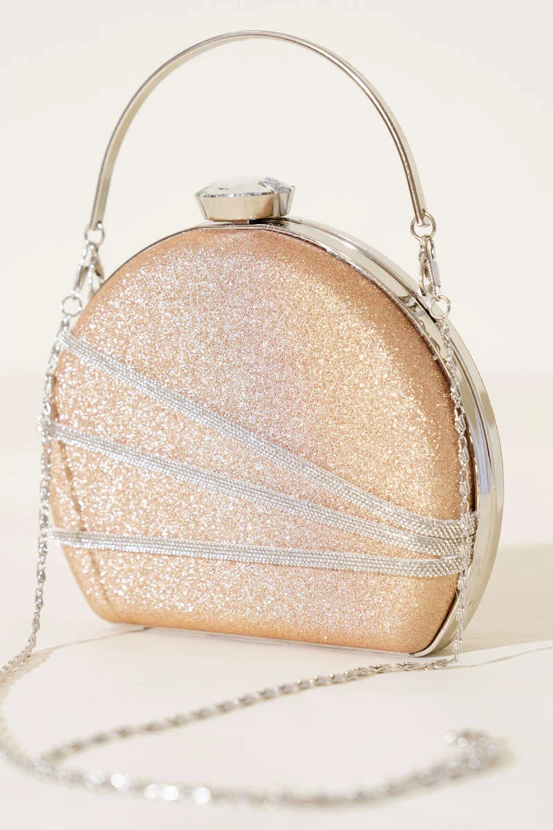 Shiny Embellished Evening Clutch Bag Gold