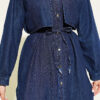 Denim Two-Piece Set with Cape Detail Navy Blue – Image 4