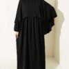 Cape Detail Midi Dress Black