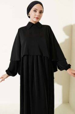 Alternative view of Cape Detail Midi Dress Black