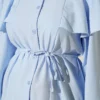 Shirt with Hooded Detail and Tie Belt Baby Blue - immagine 4