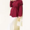 Shirt with Hooded Detail and Tie Belt Plum - immagine 2