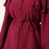 Shirt with Hooded Detail and Tie Belt Plum - immagine 4
