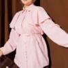Shirt with Hooded Detail and Tie Belt Pink