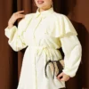 Shirt with Hooded Detail and Tie Belt Yellow