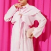 Cape with Gold Buckle Skirt Two-Piece Set Pink - Image 2