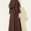 Cape Oversized Skirt Two-Piece Set Brown – Image 3