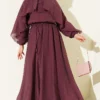 Cape Oversized Skirt Two-Piece Set Plum