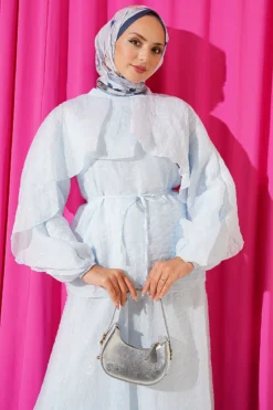 Alternative view of Cape Oversized Skirt Two-Piece Set Blue