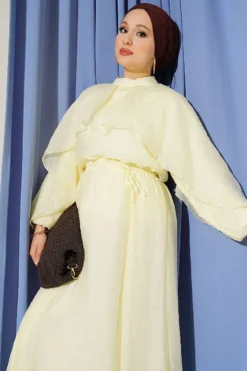 Alternative view of Cape Oversized Skirt Two-Piece Set Yellow