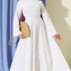 Dress with Pocket Details in Linen Ecru