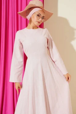 Alternative view of Dress with Pocket Details in Linen Powder Pink