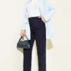 Wide Leg Trousers with Pile Detail Navy Blue - immagine 2