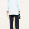Wide Leg Trousers with Pile Detail Navy Blue - immagine 3