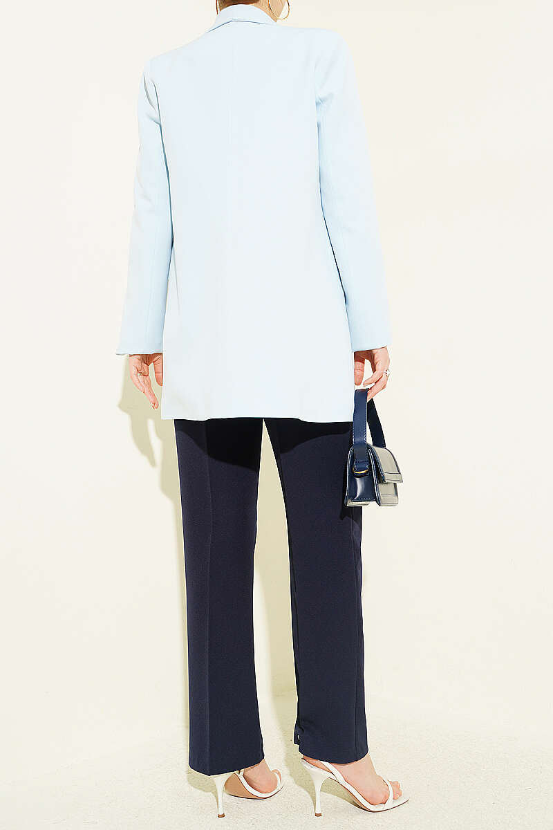 Wide Leg Trousers with Pile Detail Navy Blue - immagine 3